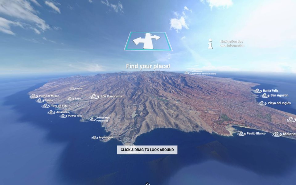 VistaLINX island overview showing Gran Canaria and the route towards Las Palmas